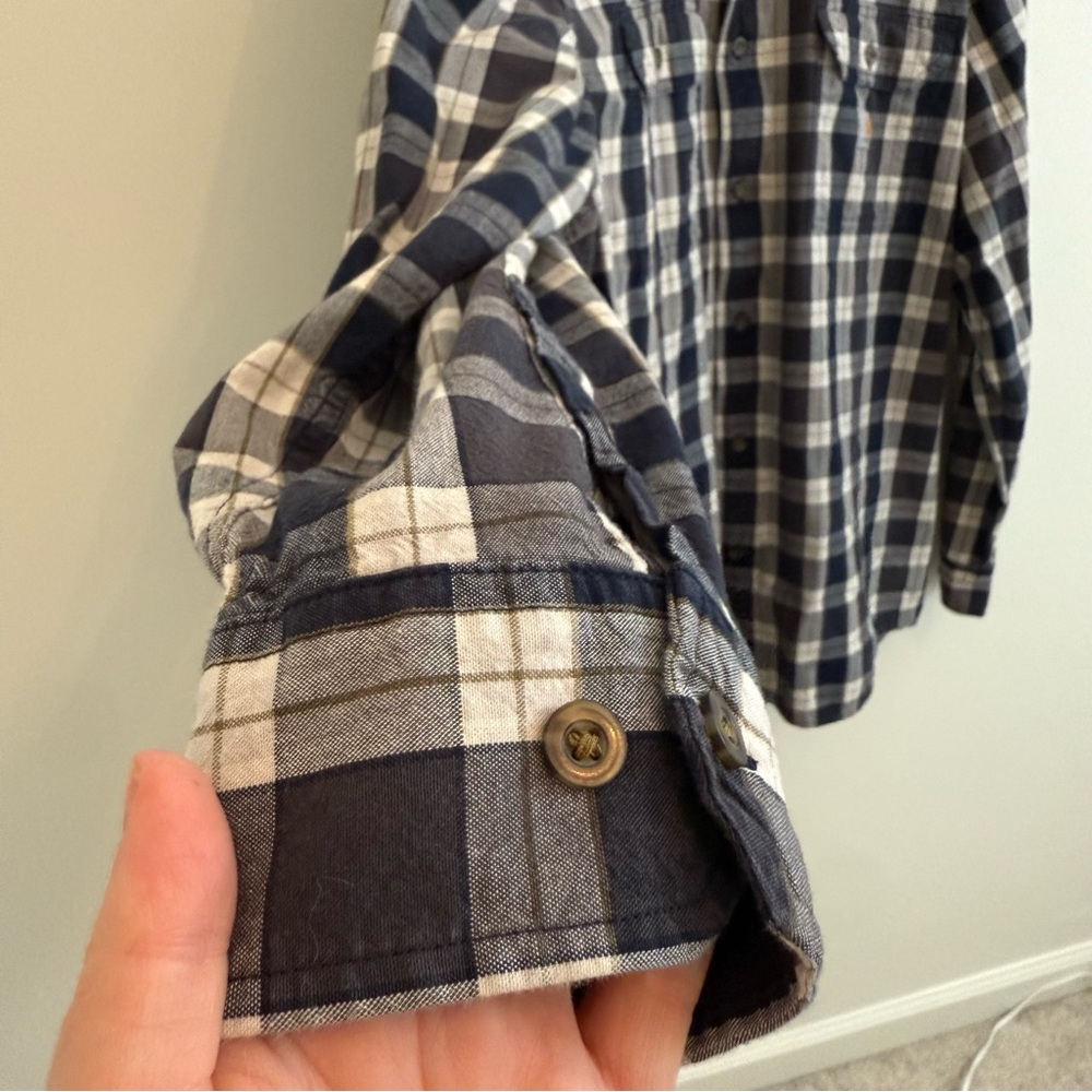 Carhartt Navy and White Plaid Button Down Shirt - Picture 5 of 11